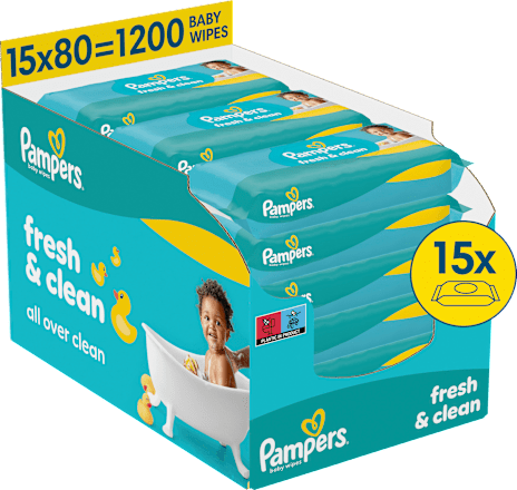 Feuchttücher Fresh Clean (15x80 St), Vorteilspack, 1.200 St