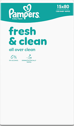 Fresh Clean Vochtige Doekjes (15x80 stuks), Voordeelverpakking, 1.200 stuks