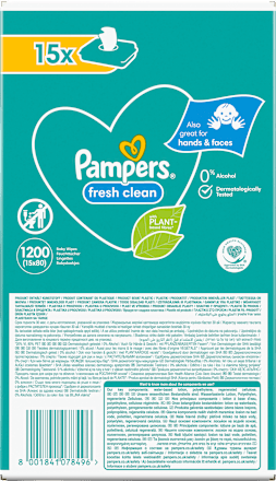 Fresh Clean Vochtige Doekjes (15x80 stuks), Voordeelverpakking, 1.200 stuks