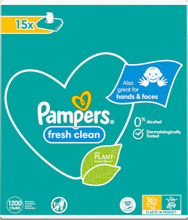 Fresh Clean Vochtige Doekjes (15x80 stuks), Voordeelverpakking, 1.200 stuks