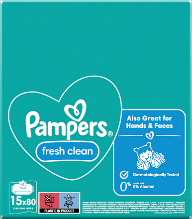 Fresh Clean Vochtige Doekjes (15x80 stuks), Voordeelverpakking, 1.200 stuks