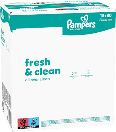 Fresh Clean Vochtige Doekjes (15x80 stuks), Voordeelverpakking, 1.200 stuks