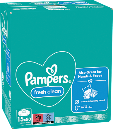 Fresh Clean Vochtige Doekjes (15x80 stuks), Voordeelverpakking, 1.200 stuks