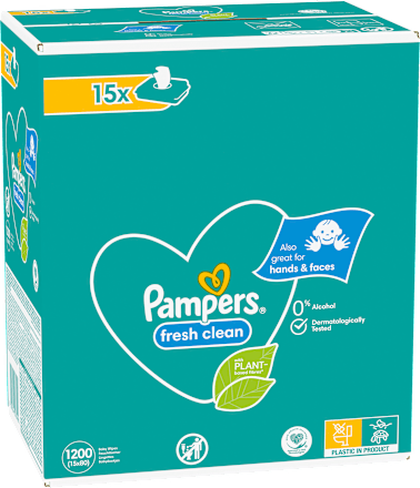 Fresh Clean Vochtige Doekjes (15x80 stuks), Voordeelverpakking, 1.200 stuks