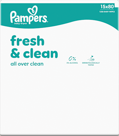 Fresh Clean Vochtige Doekjes (15x80 stuks), Voordeelverpakking, 1.200 stuks