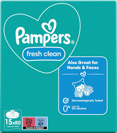 Fresh Clean Vochtige Doekjes (15x80 stuks), Voordeelverpakking, 1.200 stuks