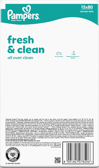 Fresh Clean Vochtige Doekjes (15x80 stuks), Voordeelverpakking, 1.200 stuks