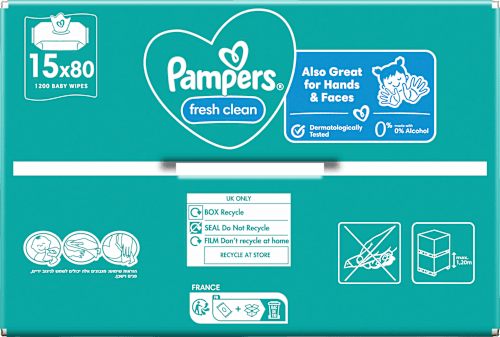 Fresh Clean Vochtige Doekjes (15x80 stuks), Voordeelverpakking, 1.200 stuks