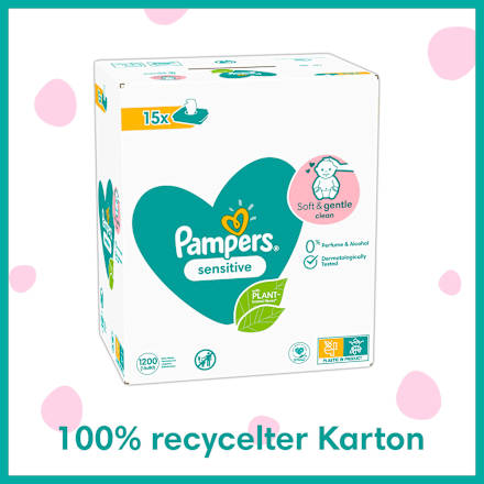 Feuchttücher sensitive (15x80 St), Vorteilspack, 1.200 St - Duitse Drogist Haus