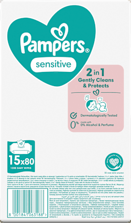 Feuchttücher sensitive (15x80 St), Vorteilspack, 1.200 St - Duitse Drogist Haus