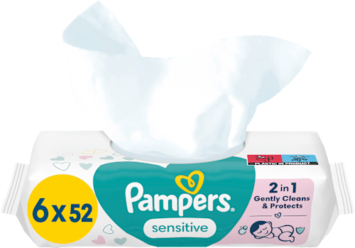 Feuchttücher Sensitive (6 x 52 Stück), 312 St - Duitse Drogist Haus