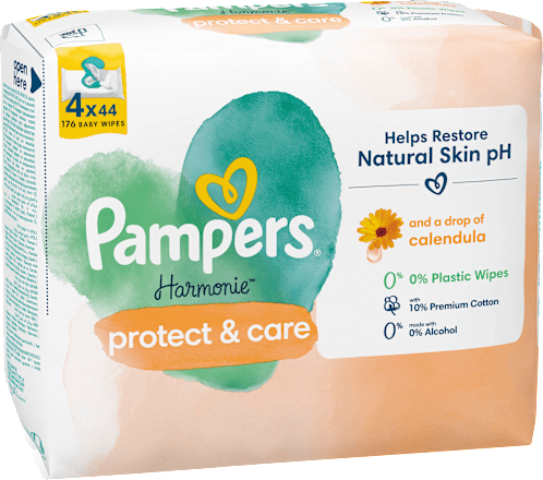 Harmonie protect &amp; care Calendula vochtige doekjes (4x44 stuks), 176 stuks