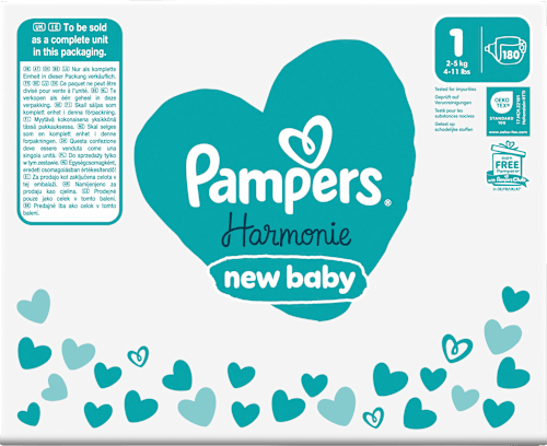 Windeln Harmonie Gr.1 new baby (2-5 kg), Monatsbox, 180 St Pampers Harmonie