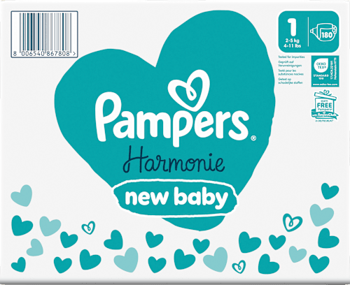 Windeln Harmonie Gr.1 new baby (2-5 kg), Monatsbox, 180 St Pampers Harmonie