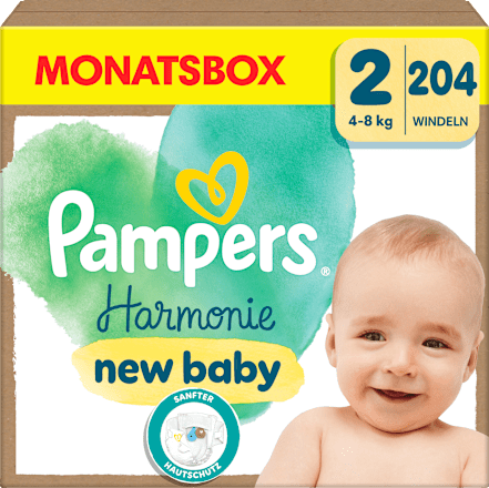 Harmonie luiers maat 2 mini (4-8 kg), maandelijkse doos, 204 stuks