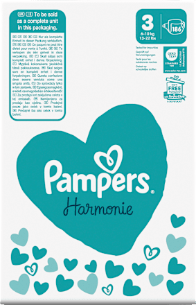 Harmonie luiers maat 3 Midi (6-10 kg), maandelijkse doos, 186 stuks