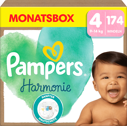 Harmonie luiers maat 4 Maxi (9-14 kg), maandelijkse doos, 174 stuks