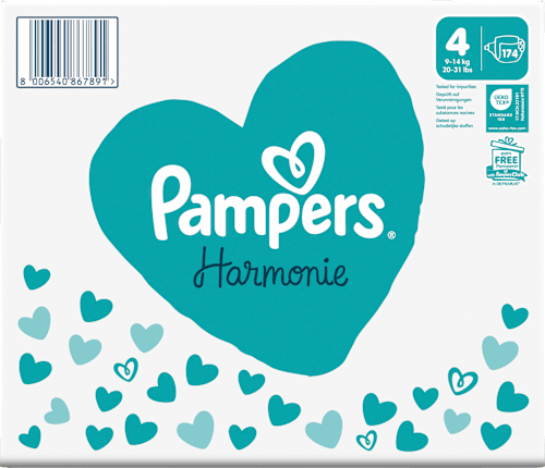 Harmonie luiers maat 4 Maxi (9-14 kg), maandelijkse doos, 174 stuks