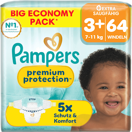 Windeln Premium Protection  Gr. 3+ (7-11 kg) Big Pack, 64 St