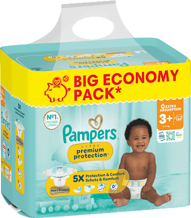 Windeln Premium Protection  Gr. 3+ (7-11 kg) Big Pack, 64 St