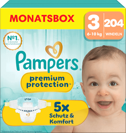 Windeln Premium Protection Gr. 3 Midi (6-10 kg) Monatsbox, 204 St