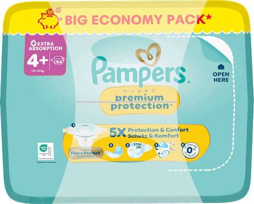 Windeln Premium Protection Gr. 4+ (10-15 kg) Big Pack, 54 St
