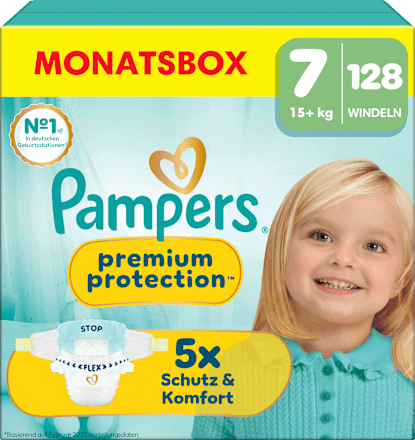 Windeln Premium Protection Gr. 7 Extra Large (15+ kg) Monatsbox, 128 St