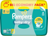 Luiers Baby Dry Maat 2 Mini (4-8 kg), Grote verpakking, 88 stuks