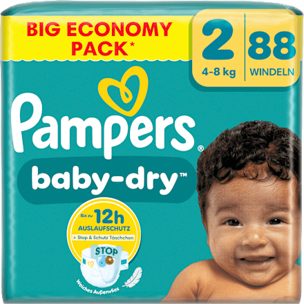 Luiers Baby Dry Maat 2 Mini (4-8 kg), Grote verpakking, 88 stuks