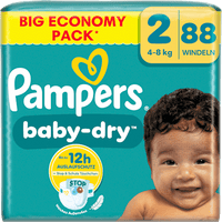 Luiers Baby Dry Maat 2 Mini (4-8 kg), Grote verpakking, 88 stuks