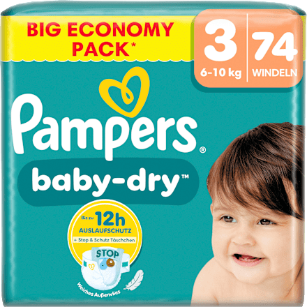 Luiers Baby Dry Maat 3 Midi (6-10 kg), BigPack, 74 stuks