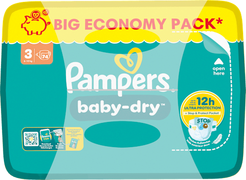 Luiers Baby Dry Maat 3 Midi (6-10 kg), BigPack, 74 stuks