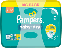 Luiers Baby Dry Maat 3 Midi (6-10 kg), BigPack, 74 stuks