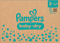 Baby Dry Luiers Maat 3 Midi (6-10 kg), Maandelijkse Doos, 222 stuks