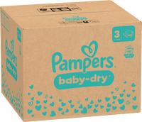 Baby Dry Luiers Maat 3 Midi (6-10 kg), Maandelijkse Doos, 222 stuks