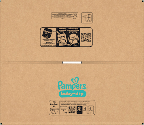 Baby Dry Luiers Maat 3 Midi (6-10 kg), Maandelijkse Doos, 222 stuks