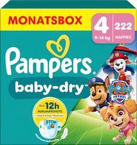 Baby Dry Luiers Maat 4 (9-14 kg) Limited Edition Paw Patrol, Maandelijkse Doos, 222 stuks