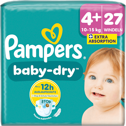 Baby Dry Luiers Maat 4+ Maxi+ (10-15 kg), 27 stuks