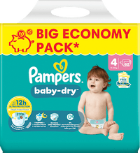 Luiers Baby Dry Maat 4 Maxi (9-14 kg), Grote verpakking, 62 stuks