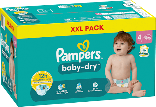 Luiers Baby Dry Maat 4 Maxi (9-14 kg), XXL-verpakking, 120 stuks