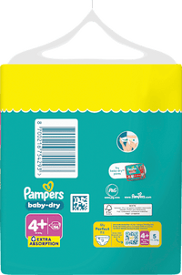 Baby Dry Luiers Maat 4+ Maxi Plus (10-15 kg), Grote Verpakking, 56 stuks