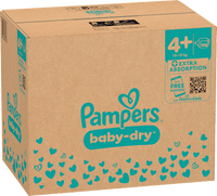 Baby Dry Luiers Maat 4+ Maxi Plus (10-15 kg), Maandelijkse Doos, 198 stuks