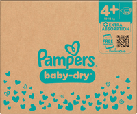 Baby Dry Luiers Maat 4+ Maxi Plus (10-15 kg), Maandelijkse Doos, 198 stuks