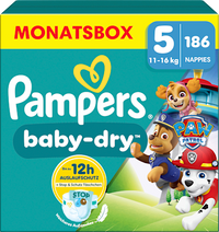 Baby Dry Luiers Maat 5 (11-16 kg) Limited Edition Paw Patrol, Maandelijkse Doos, 186 stuks