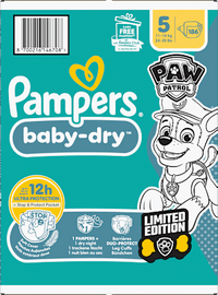 Baby Dry Luiers Maat 5 (11-16 kg) Limited Edition Paw Patrol, Maandelijkse Doos, 186 stuks