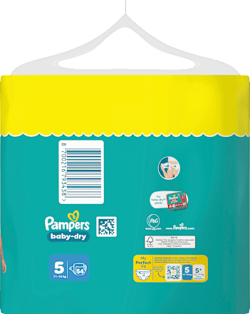 Luiers Baby Dry Maat 5 Junior (11-16 kg) Grote verpakking, 54 stuks