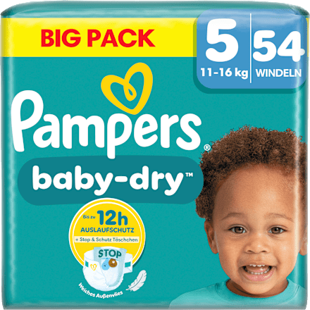 Luiers Baby Dry Maat 5 Junior (11-16 kg) Grote verpakking, 54 stuks