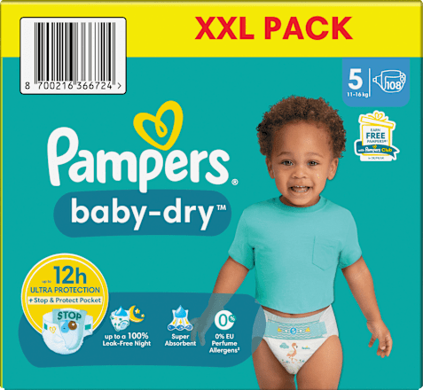 Luiers Baby Dry Maat 5 Junior (11-16 kg), XXL-verpakking, 108 stuks