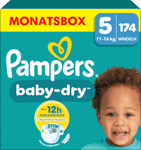 Baby Dry Luiers Maat 5 Junior (11-16 kg), Maandelijkse Doos, 174 stuks