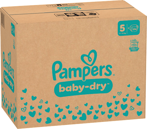 Baby Dry Luiers Maat 5 Junior (11-16 kg), Maandelijkse Doos, 174 stuks
